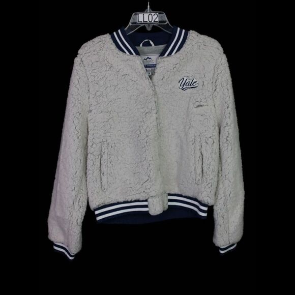 SUMMIT KICKOFF COLLECTION YALE UNIVERSITY SHERPA STRIPE TRIM BOMBER JACKET M NWT - Picture 1 of 6